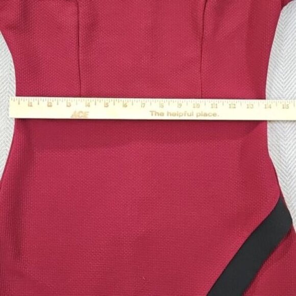 Sheinside Maroon & Black Bodycon Faux Wrap Dress Women's Medium Stretch EUC - Picture 8 of 11